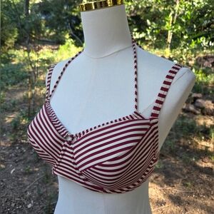 Marlies Dekkers Swimwear 32DD Red Striped Halter Bikini Top